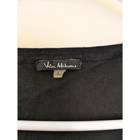 Vila Milano Women's Cardigan Sweater Black Size L Button Up Long Sleeve - Picture 3 of 6